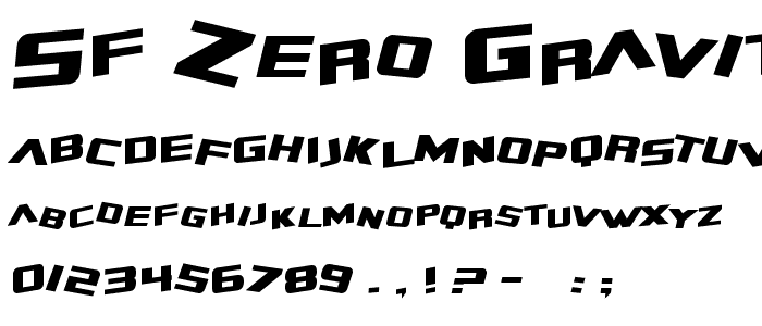 SF Zero Gravity Italic font